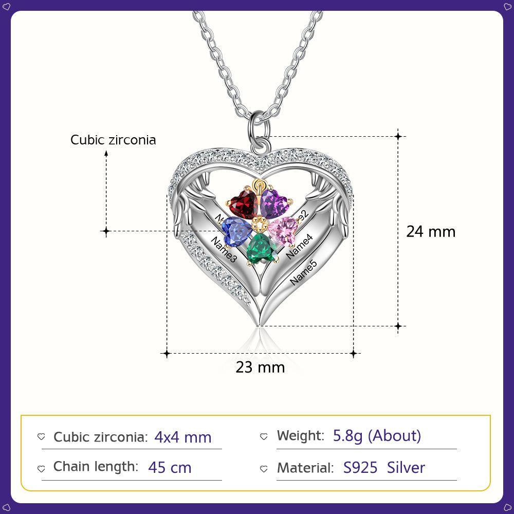 Personalized Sterling Clover Necklace - 5 Custom Names 5 Birthstones - Personalized Jewel