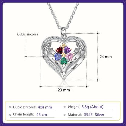 Personalized Sterling Clover Necklace - 5 Custom Names 5 Birthstones - Personalized Jewel