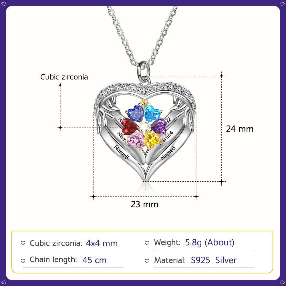 Personalized Sterling Clover Necklace - 6 Custom Names 6 Birthstones - Personalized Jewel
