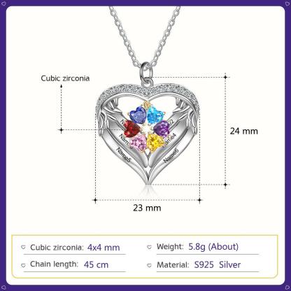 Personalized Sterling Clover Necklace - 6 Custom Names 6 Birthstones - Personalized Jewel