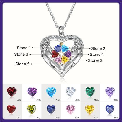 Personalized Sterling Clover Necklace - 6 Custom Names 6 Birthstones - Personalized Jewel