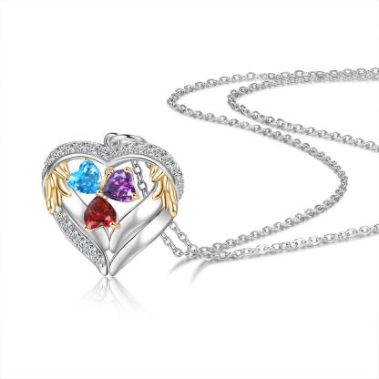 Personalized Sterling Clover Three Hearts Necklace - 3 Custom Names 3 Birthstones - Personalized Jewel