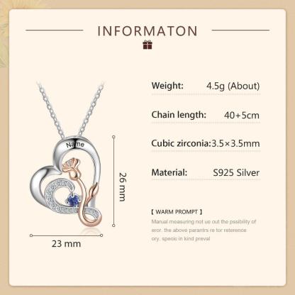 Personalized Sterling Rose Necklace - 1 Custom Name 1 Birthstone-Personalized Jewels