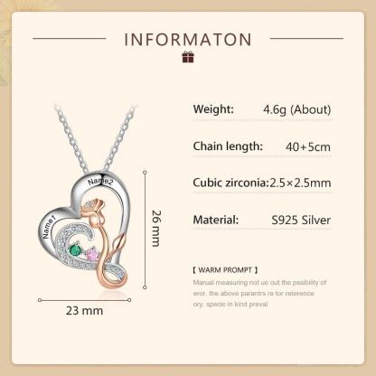 Personalized Sterling Rose Necklace - 2 Custom Names 2 Birthstones - Personalized Jewel