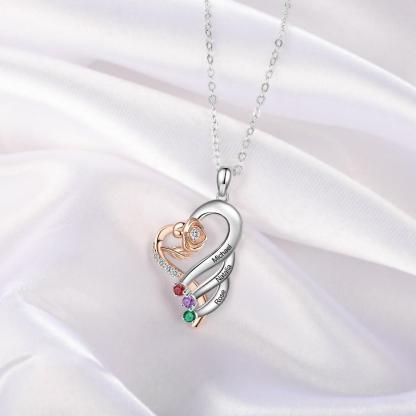 Personalized Sterling Rose Necklace - 3 Custom Names 4 Birthstones - Personalized Jewel