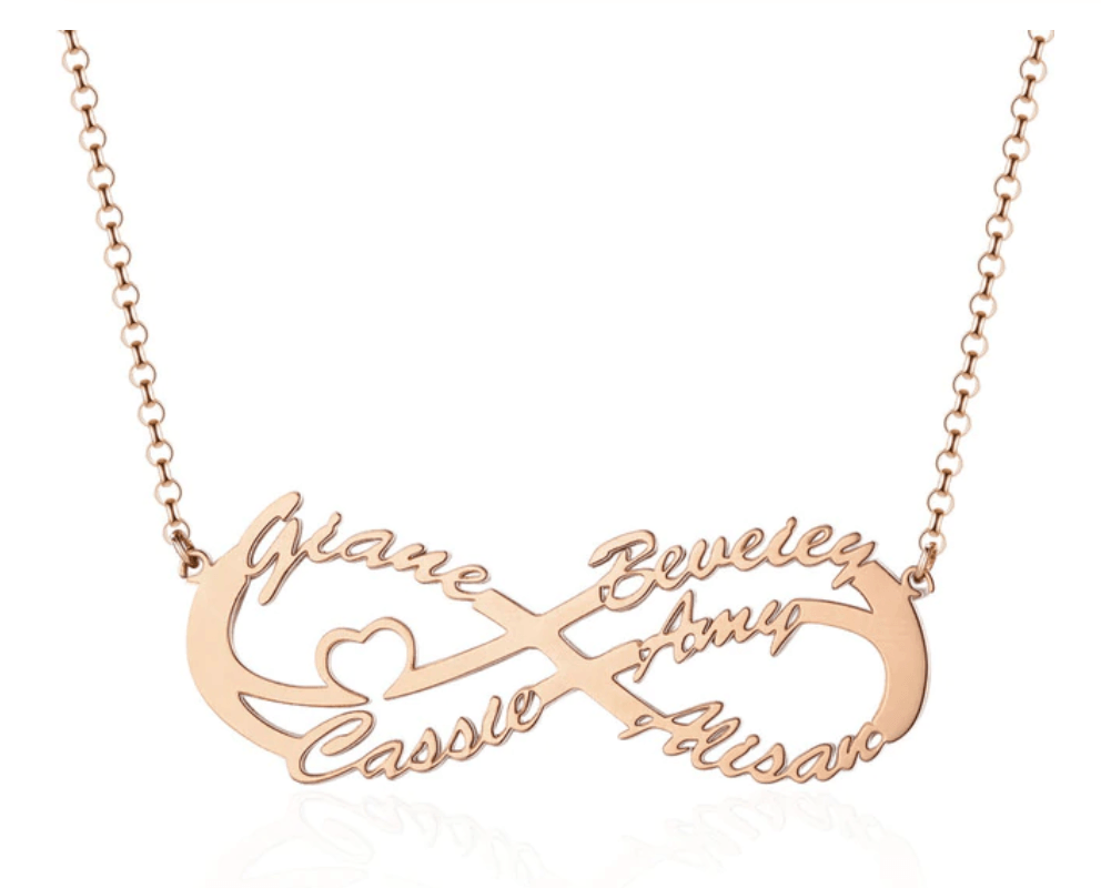 Personalized Sterling Silver Infinity Symbol 5 Custom Name Pendant Necklace, Gift for Family Members & Friends-Personalized Jewels