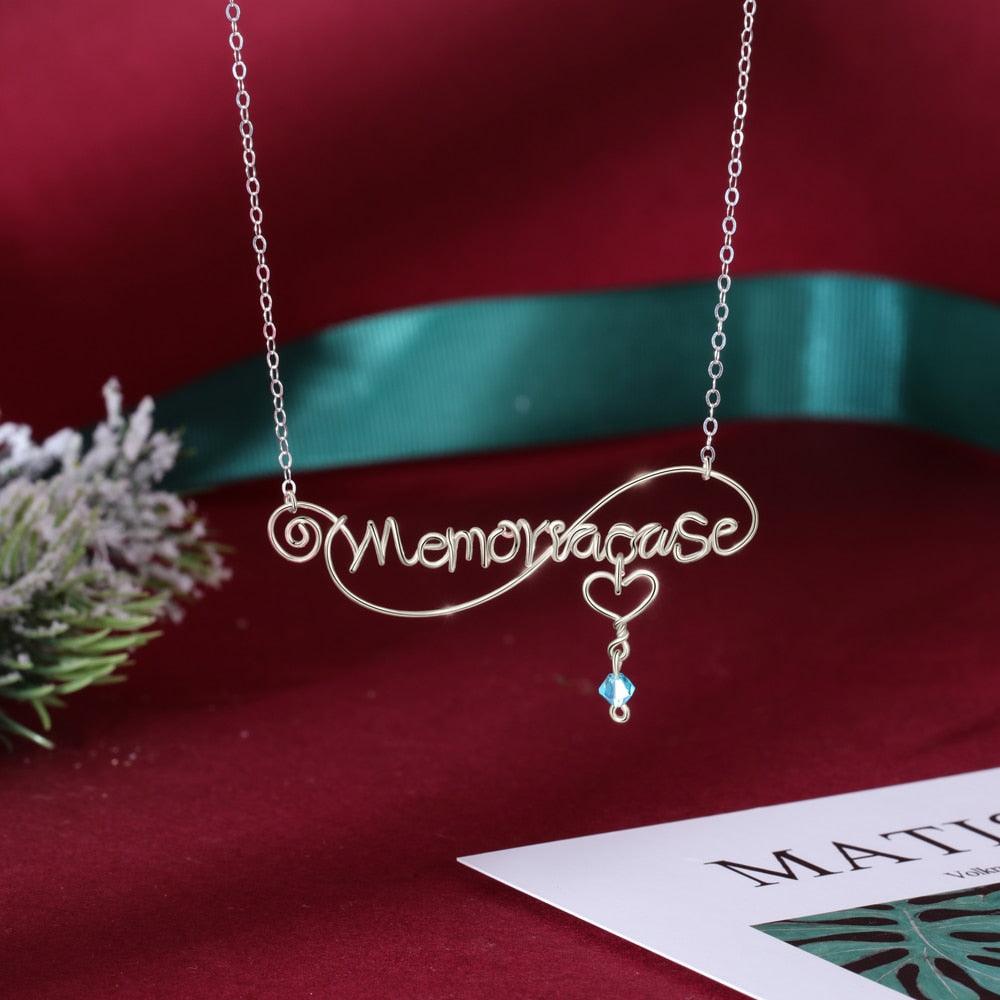Personalized Sterling Silver Necklace for Women, Custom Infinity Love Nameplate Accessories for Women, Nameplate Pendant Necklace for Women - Personalized Jewel