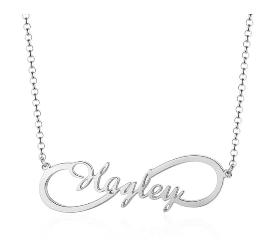 Personalized Sterling Silver Necklace - Infinity Name Pendant Necklaces - Custom Nameplate - Customized Gift-Personalized Jewels