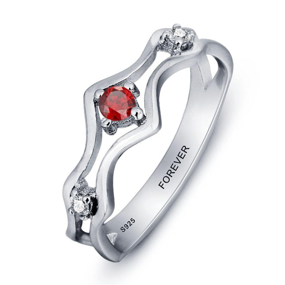 Personalized Sterling Silver Ring - Forever Bezel Stone - Fashion Jewelry - Gift for Women - Personalized Jewel