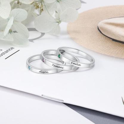 Personalized Sterling Silver Stackable Ring for Women Name Engraving 3 Rings Together - Personalized Jewel