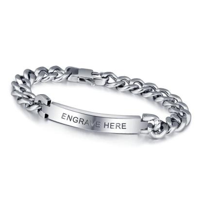 Personalized Titanium Steel Silver Bracelets for Men with Engraving Option, Best Gift for Men - Personalized Jewel