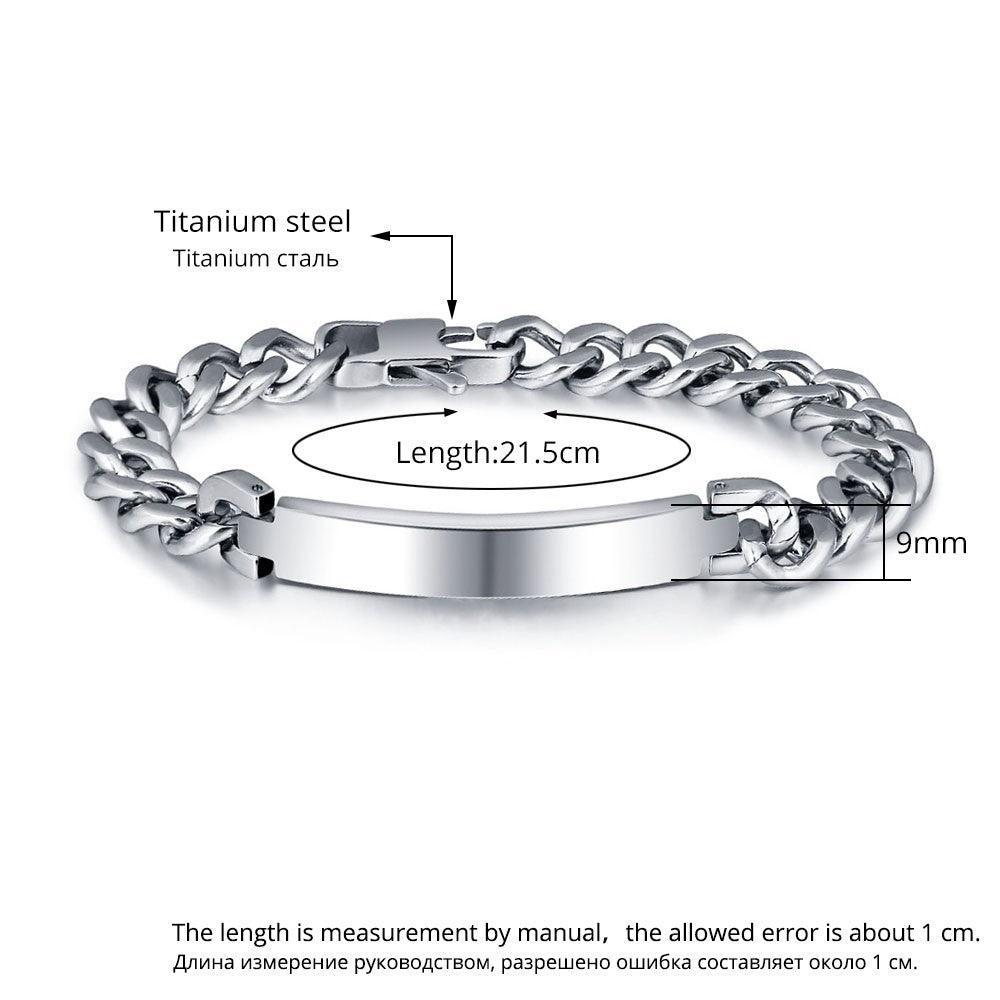 Personalized Titanium Steel Silver Bracelets for Men with Engraving Option, Best Gift for Men-Personalized Jewels