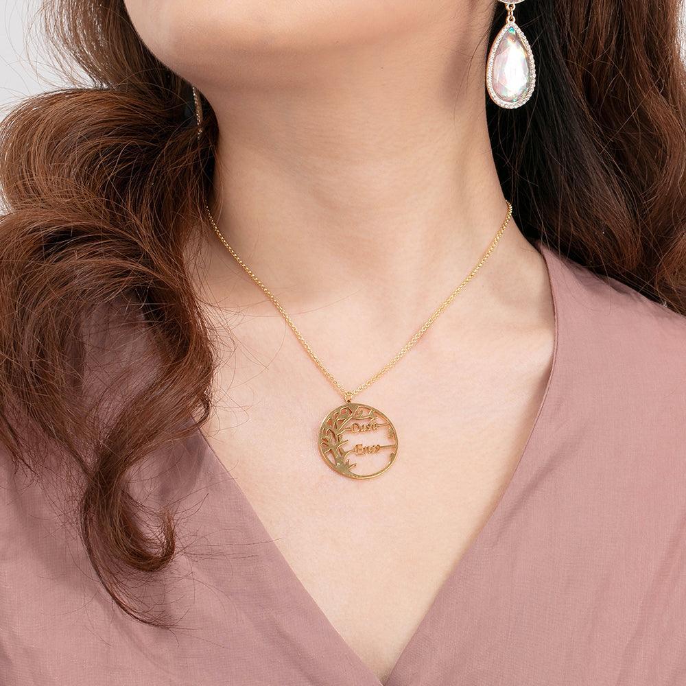 Personalized Tree of Life Necklace with 2 Names Customized Name Letter Pendant Necklace Women Jewelry Christmas Gift - Personalized Jewel