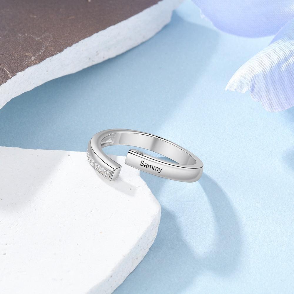 Personalized Unisex Adjustable Paved Ring Engraved Couple Ring for Men & Women-Personalized Jewels