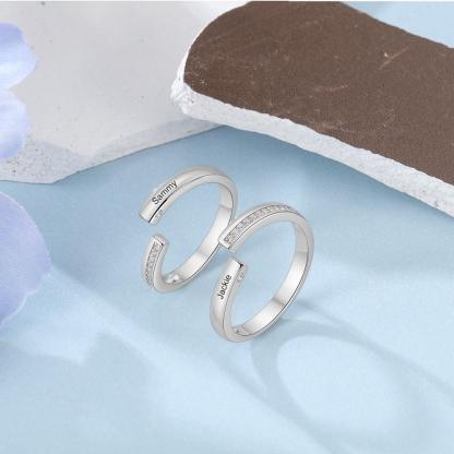 Personalized Unisex Adjustable Paved Ring Engraved Couple Ring for Men & Women - Personalized Jewel