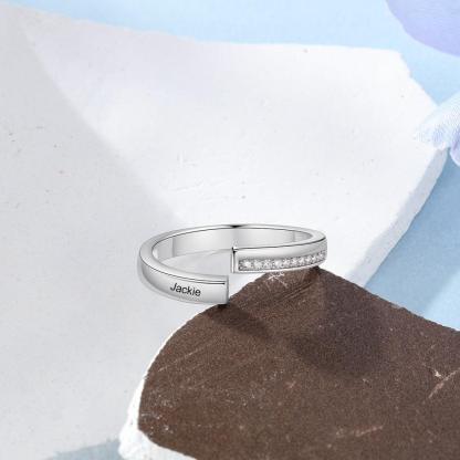 Personalized Unisex Adjustable Paved Ring Engraved Couple Ring for Men & Women - Personalized Jewel