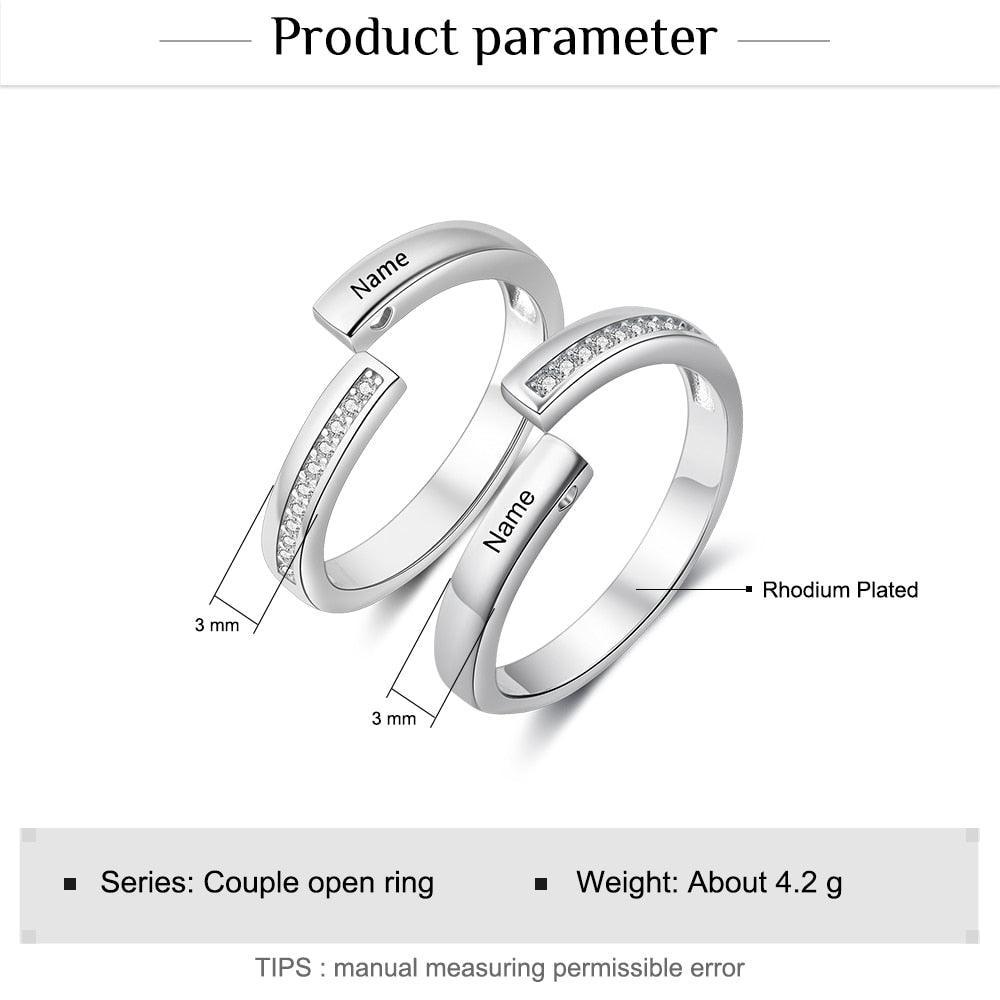 Personalized Unisex Adjustable Paved Ring Engraved Couple Ring for Men & Women - Personalized Jewel