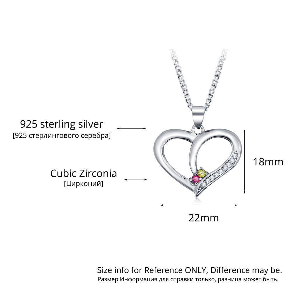 Personalized Women’s 925 Sterling Silver Name Necklace with Heart Pattern Pendant & Birthstone, Classic Jewelry Birthday Gift for Girl Friend - Personalized Jewel