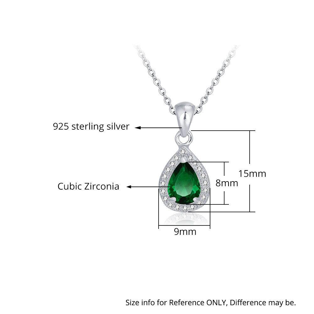 Personalized Women’s 925 Sterling Silver Necklace with Birthstone Pendant, 12 Colors Options, Trendy Water Drop Pattern Jewelry for Mom - Personalized Jewel
