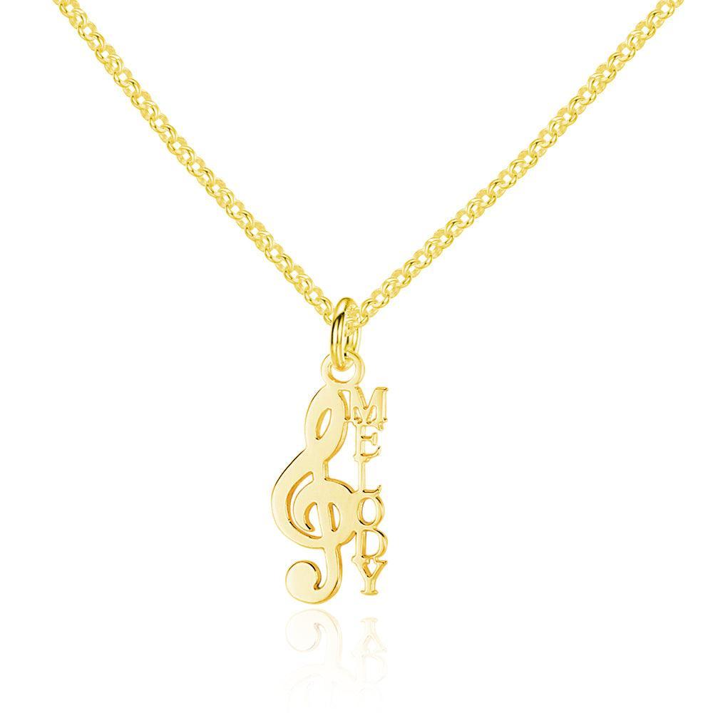 Personalized Women’s 925 Sterling Silver Necklace with Custom Name Musical Note Pendant, Classic Jewelry Gift for Girlfriend - Personalized Jewel