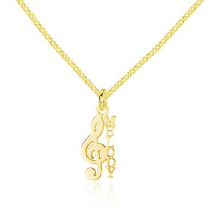 Personalized Women’s 925 Sterling Silver Necklace with Custom Name Musical Note Pendant, Classic Jewelry Gift for Girlfriend - Personalized Jewel