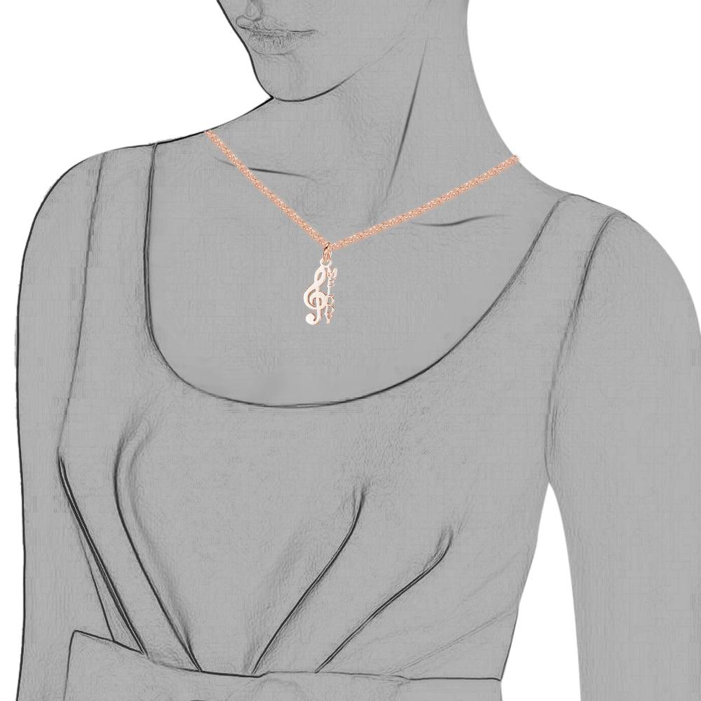 Personalized Women’s 925 Sterling Silver Necklace with Custom Name Musical Note Pendant, Classic Jewelry Gift for Girlfriend - Personalized Jewel
