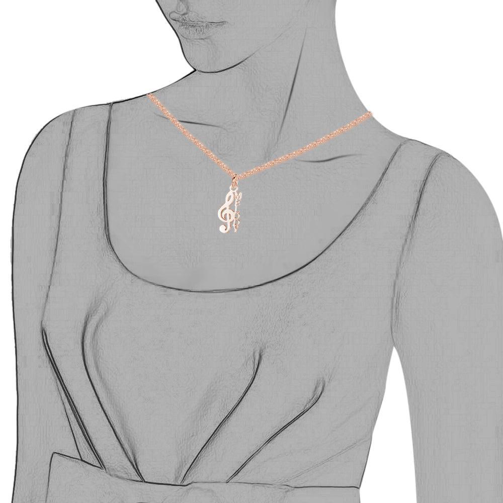 Personalized Women’s 925 Sterling Silver Necklace with Custom Name Musical Note Pendant, Classic Jewelry Gift for Girlfriend - Personalized Jewel