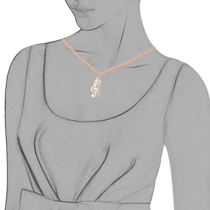 Personalized Women’s 925 Sterling Silver Necklace with Custom Name Musical Note Pendant, Classic Jewelry Gift for Girlfriend - Personalized Jewel