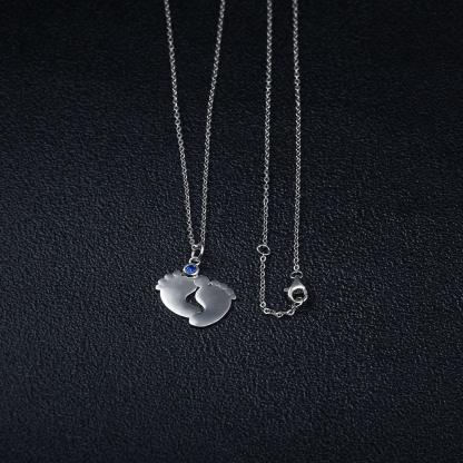Personalized Women’s 925 Sterling Silver Necklace with Cute Soles & Birthstone Pendant, Trendy Jewelry for Women - Personalized Jewel
