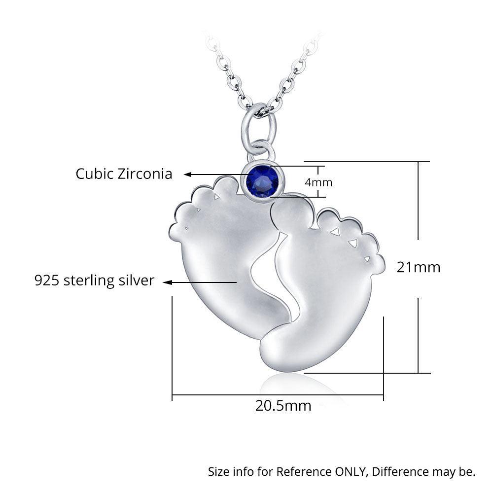 Personalized Women’s 925 Sterling Silver Necklace with Cute Soles & Birthstone Pendant, Trendy Jewelry for Women - Personalized Jewel