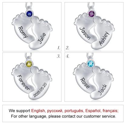 Personalized Women’s 925 Sterling Silver Necklace with Cute Soles & Birthstone Pendant, Trendy Jewelry for Women - Personalized Jewel