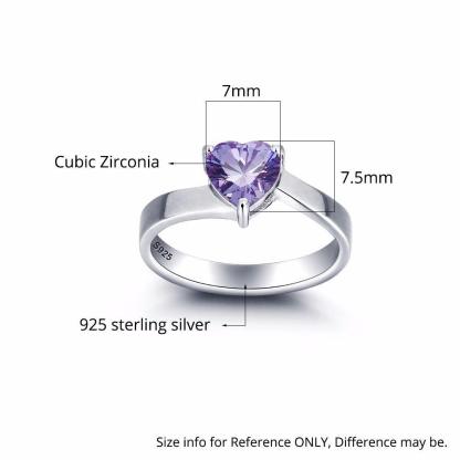 Personalized Women’s 925 Sterling Silver Ring – Heart Birthstone – Customize Couple	 Name – Best Jewelry Gift - Personalized Jewel