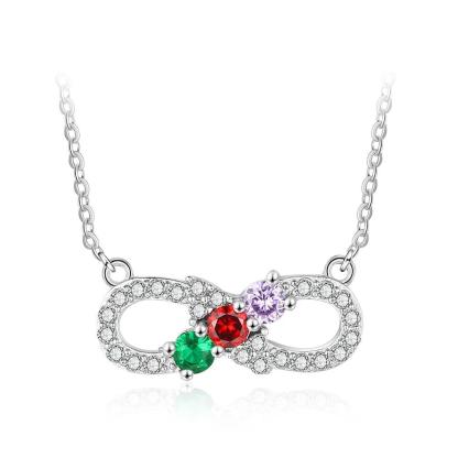 Personalized Women’s Infinity Necklace with Customized 3 Birthstone Pendant, Trendy Gift for Wife - Personalized Jewel