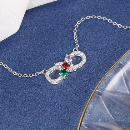 Personalized Women’s Infinity Necklace with Customized 3 Birthstone Pendant, Trendy Gift for Wife - Personalized Jewel