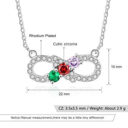 Personalized Women’s Infinity Necklace with Customized 3 Birthstone Pendant, Trendy Gift for Wife - Personalized Jewel
