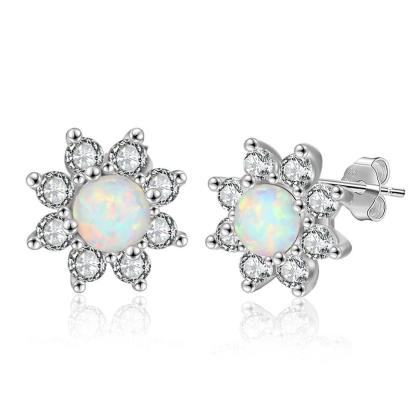 Petal Shape Milky Opal Stone Stud Earrings For Women 925 Sterling Silver Earring Party Jewelry Gift For Her - Personalized Jewel