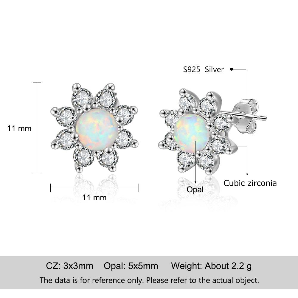 Petal Shape Milky Opal Stone Stud Earrings For Women 925 Sterling Silver Earring Party Jewelry Gift For Her - Personalized Jewel