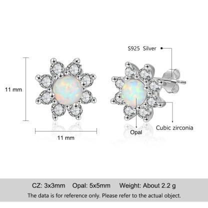 Petal Shape Milky Opal Stone Stud Earrings For Women 925 Sterling Silver Earring Party Jewelry Gift For Her - Personalized Jewel