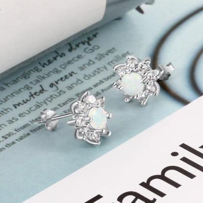 Petal Shape Milky Opal Stone Stud Earrings For Women 925 Sterling Silver Earring Party Jewelry Gift For Her - Personalized Jewel