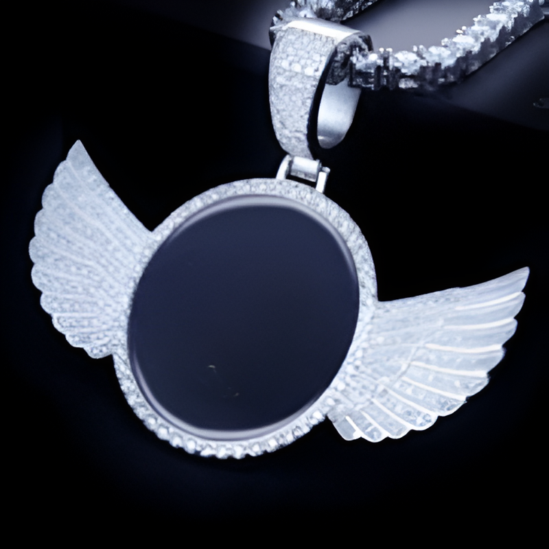 Winged Custom Pendant With Gemstone-Personalized Jewels