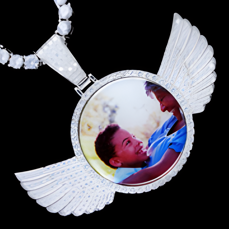 Winged Custom Pendant With Gemstone-Personalized Jewels