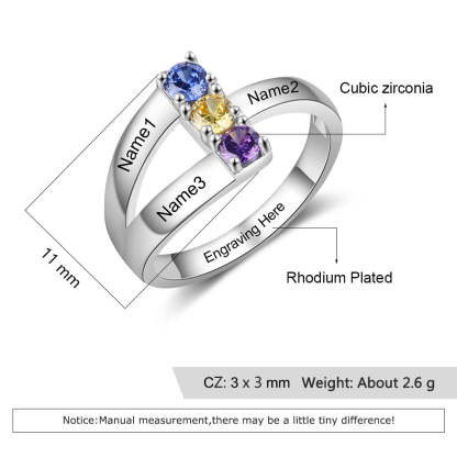 Personalized Name Engraved Ring Customized 3 Birthstones for Women Mothers Day Gift-Personalized Jewels