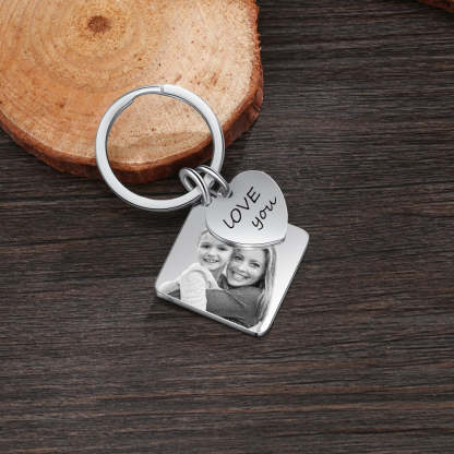 Personalized Photo Stainless Steel Custom Name & Date Engraved Calendar Keychain-Personalized Jewels