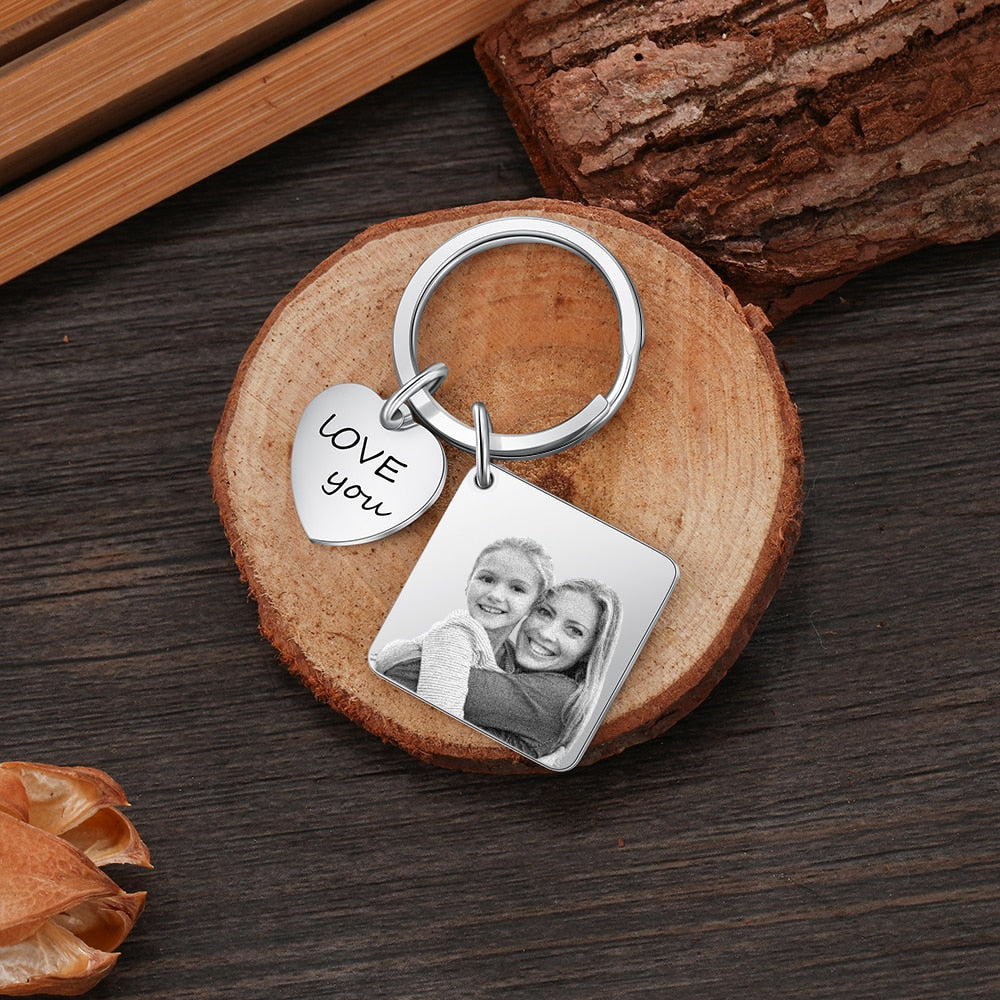 Personalized Photo Stainless Steel Custom Name & Date Engraved Calendar Keychain-Personalized Jewels