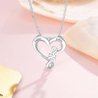 Customized Engraving Name Couple's Love Heart Necklace for Women Jewelry-Personalized Jewels