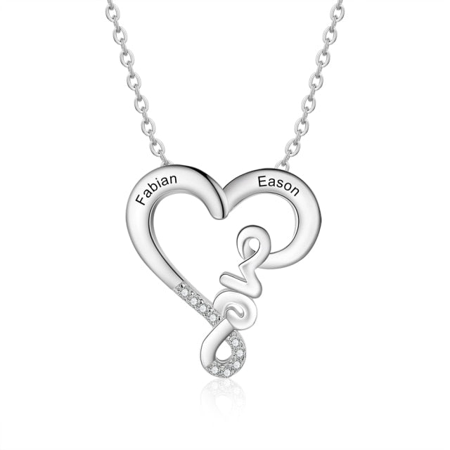 Customized Engraving Name Couple's Love Heart Necklace for Women Jewelry-Personalized Jewels