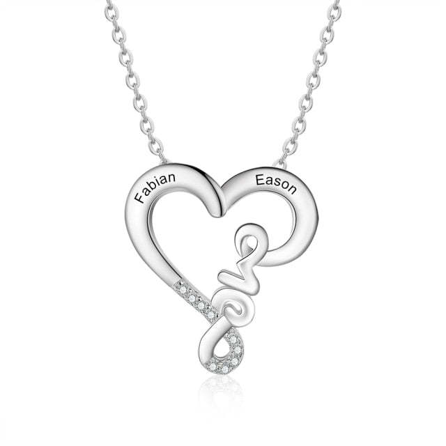 Customized Engraving Name Couple's Love Heart Necklace for Women Jewelry-Personalized Jewels