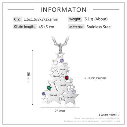 Personalized Engraved Family Name Birthstone Multiple Star Necklace for Women Christmas Gift Jewelry-Personalized Jewels