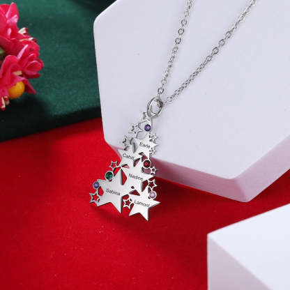 Personalized Engraved Family Name Birthstone Multiple Star Necklace for Women Christmas Gift Jewelry-Personalized Jewels