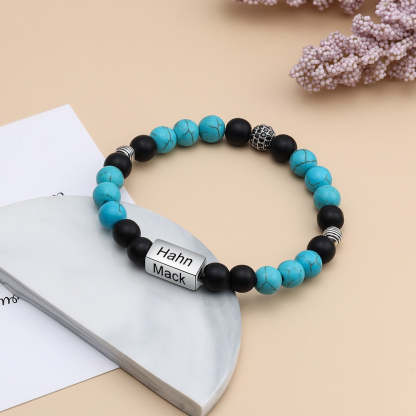 Personalized Beaded 4 Names Engraved Chain Bracelet for Men-Personalized Jewels